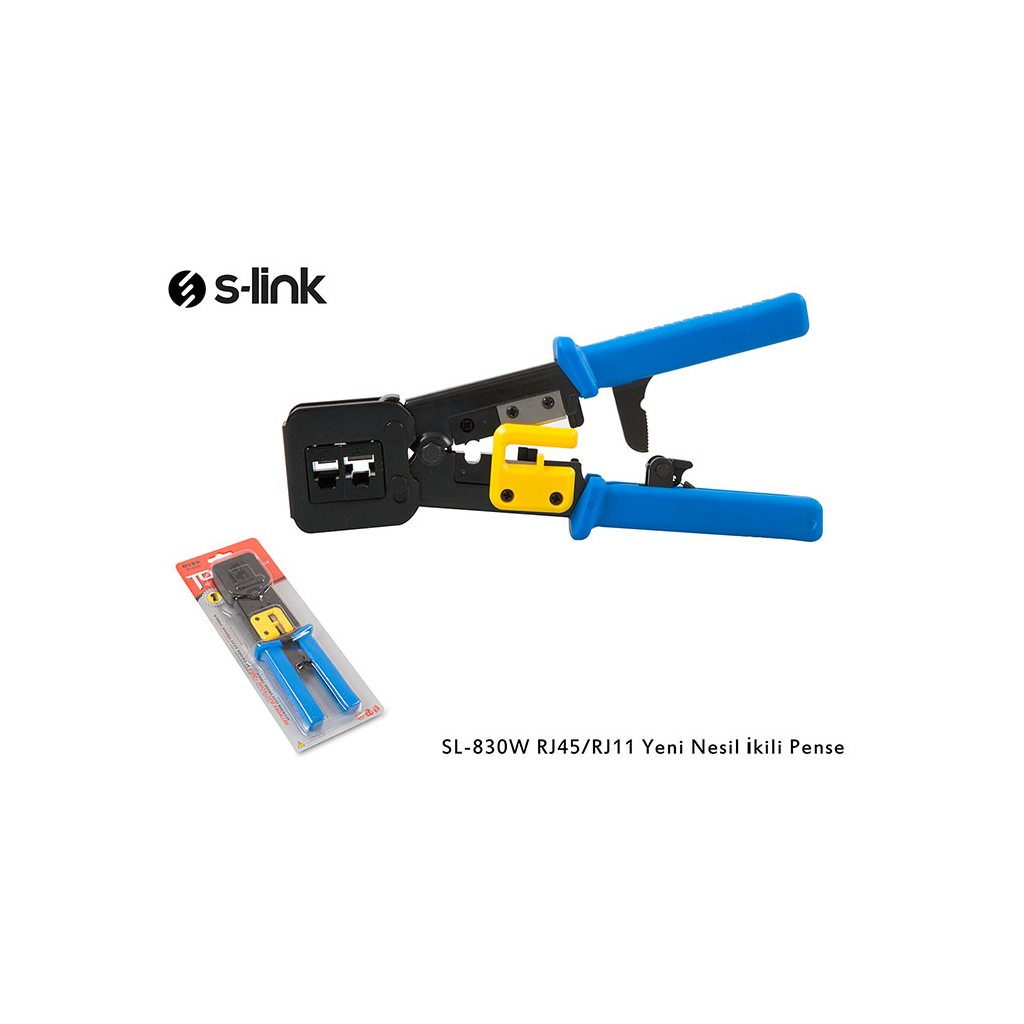 S-LINK SL-830W, RJ45/RJ11 ikili Pense,  Yeni Nesil Kablo Ucu Konnektör Sıkma Pensesi