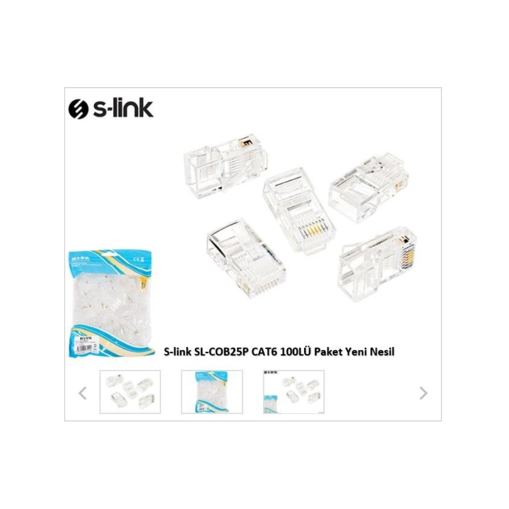 S-LINK SL-COB25P, RJ45, Yeni Nesil JAC, UTP, CAT6, (100lü PAKET)
