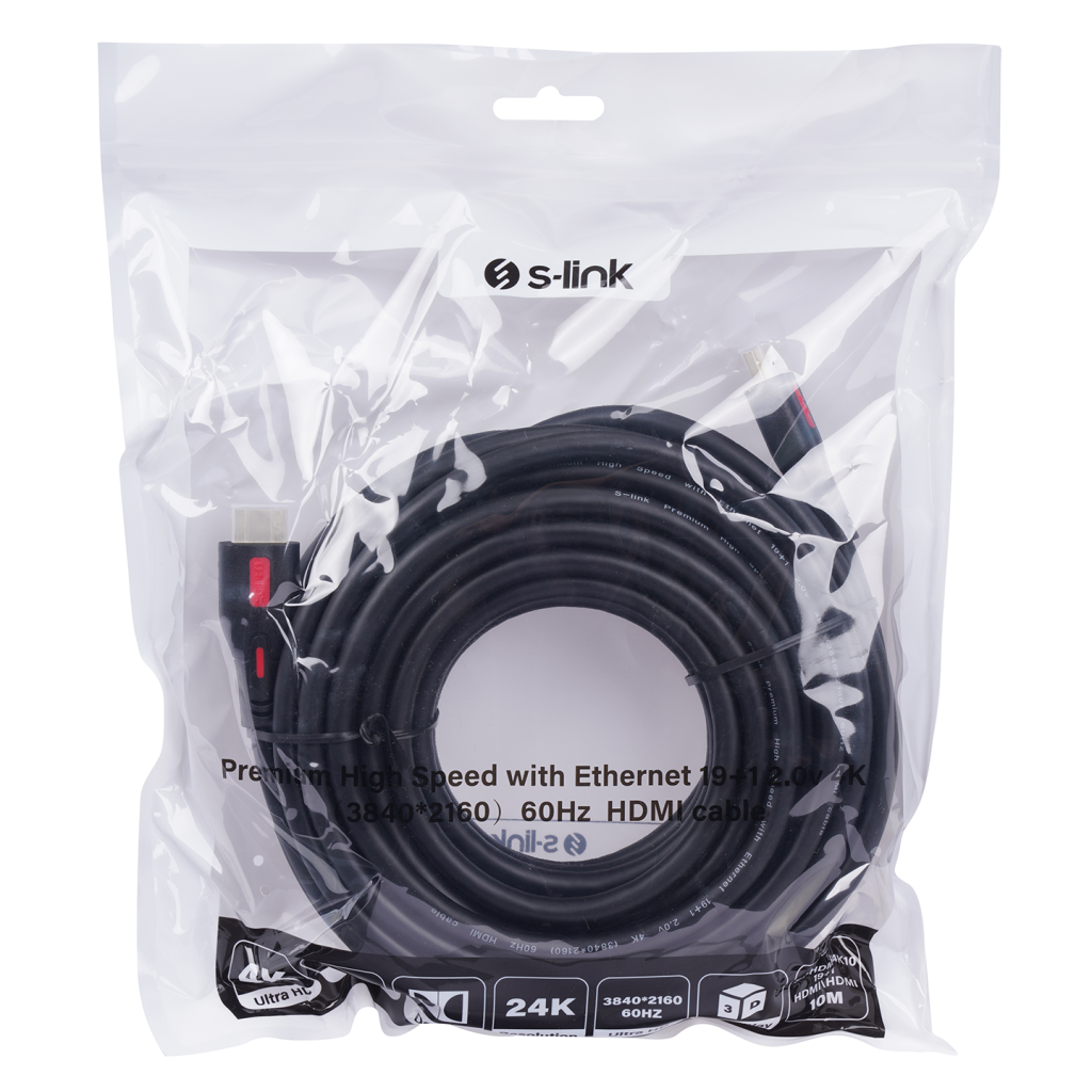 S-LINK SL-HDM4K10, 4K UHD, HDMI v2,0 Kablo. 10mt. 60Hz. Kablo