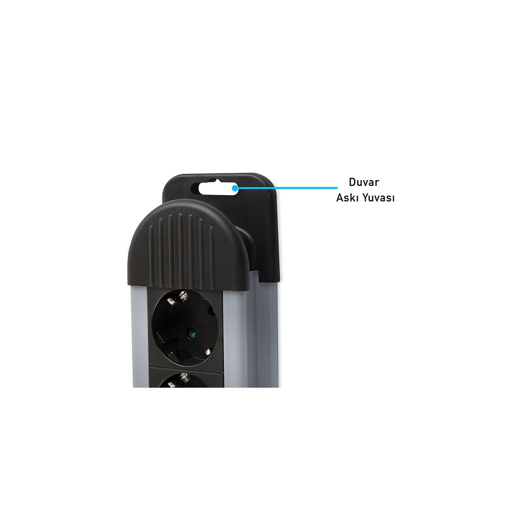 S-LINK Swapp SPGKS03, 3 Soket, Akım Korumalı Priz, 1.5Mt Kablo, 900 Joule (Gri) %100 Bakır