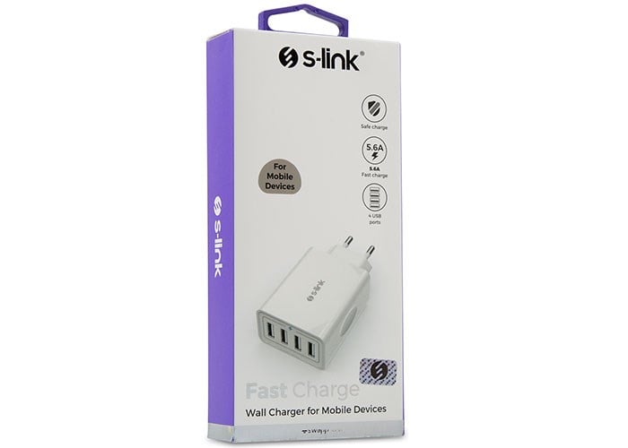 S-LINK Swapp SW-C8 4*USB 5V 5.6A Ev Şarj Adaptör