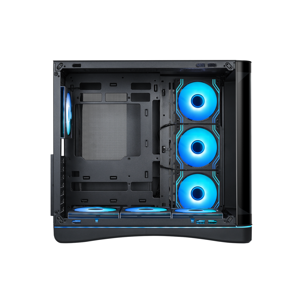 SAMA V62BK Black, B850BK 850W, 80+ Bronze, PCIE 5.1, ATX3.1, Tempered Glass Panel, Panoramic Tasarım, Type-C, 7x120mm ARGB INFINITY Fan, ATX, GAMING KASA