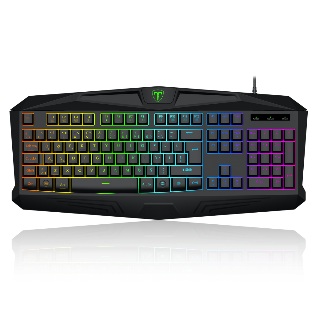 T-DAGGER TANKER, T-TGK106, USB Kablolu, Türkçe Q, Rainbow Backlight, Membran Tuşlar, 104 Tuşlu, Gaming Klavye