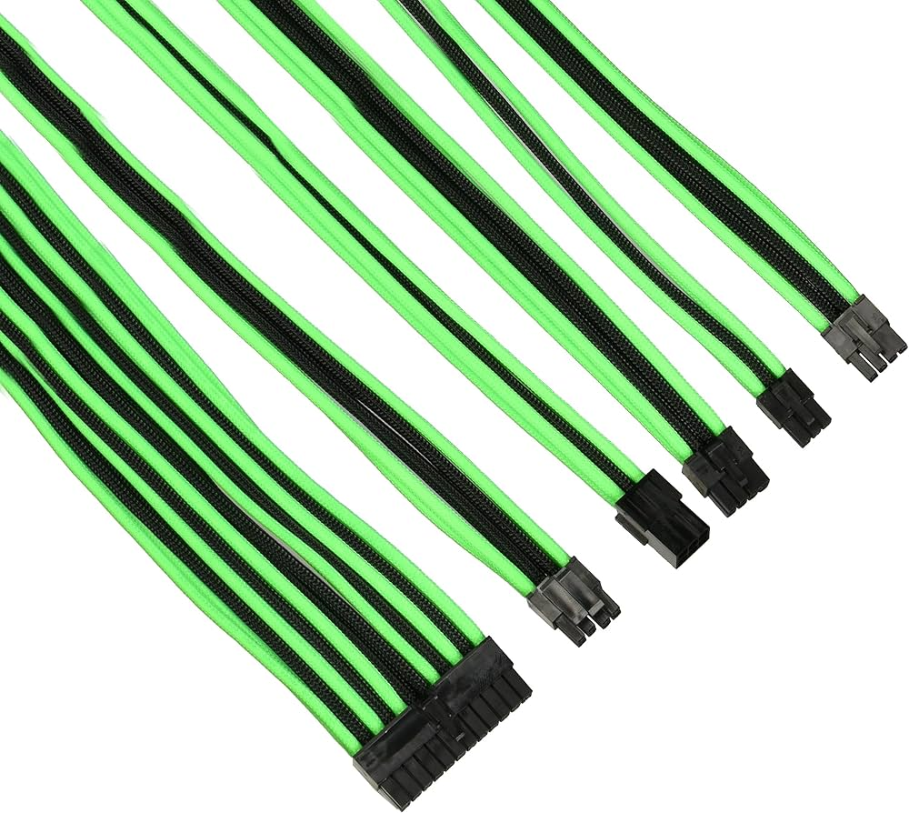 THERMALTAKE TtMod AC-034-CN1NAN-A1 Yeşil/Siyah Power Supply Sleeved Kablo Seti (16 AWG)
