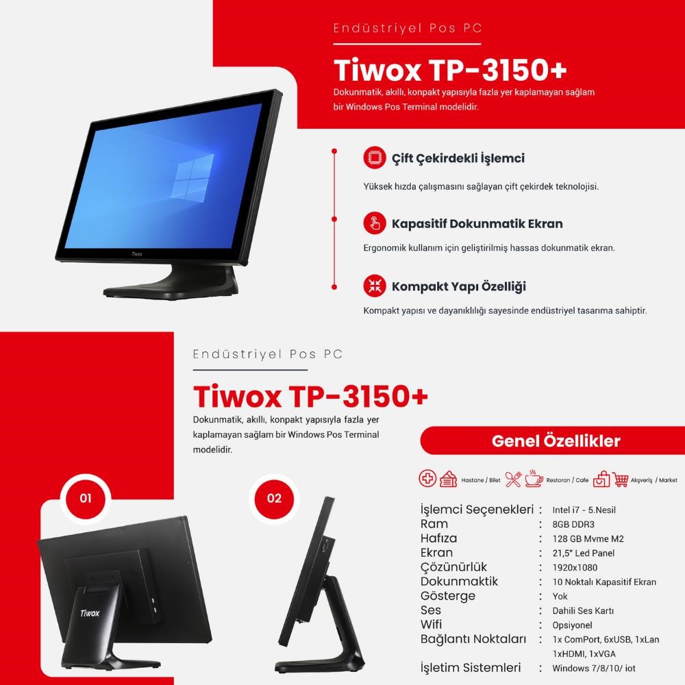TIWOX TP-3150 PLUS I7 5.GEN 8GB/128GB SSD 21.5
