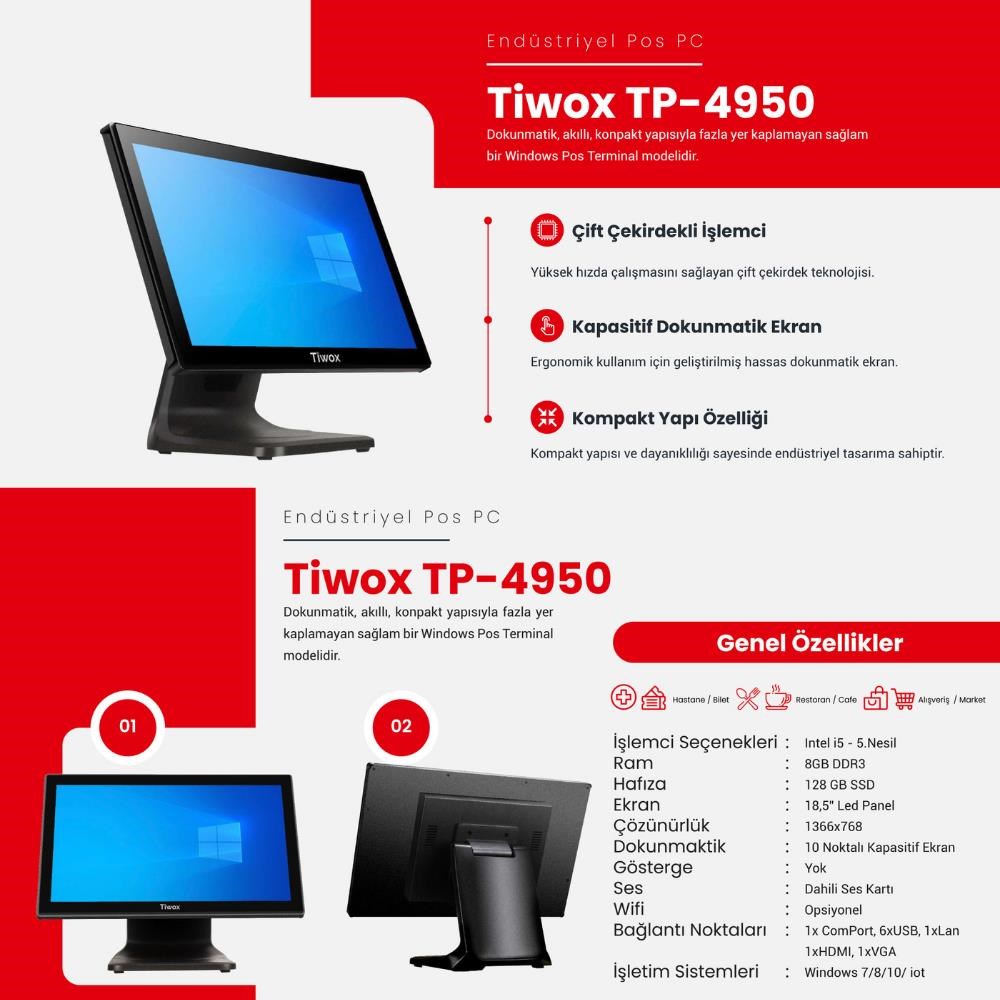 TIWOX TP-4950 I5 8GB RAM 128GB SSD 18.5