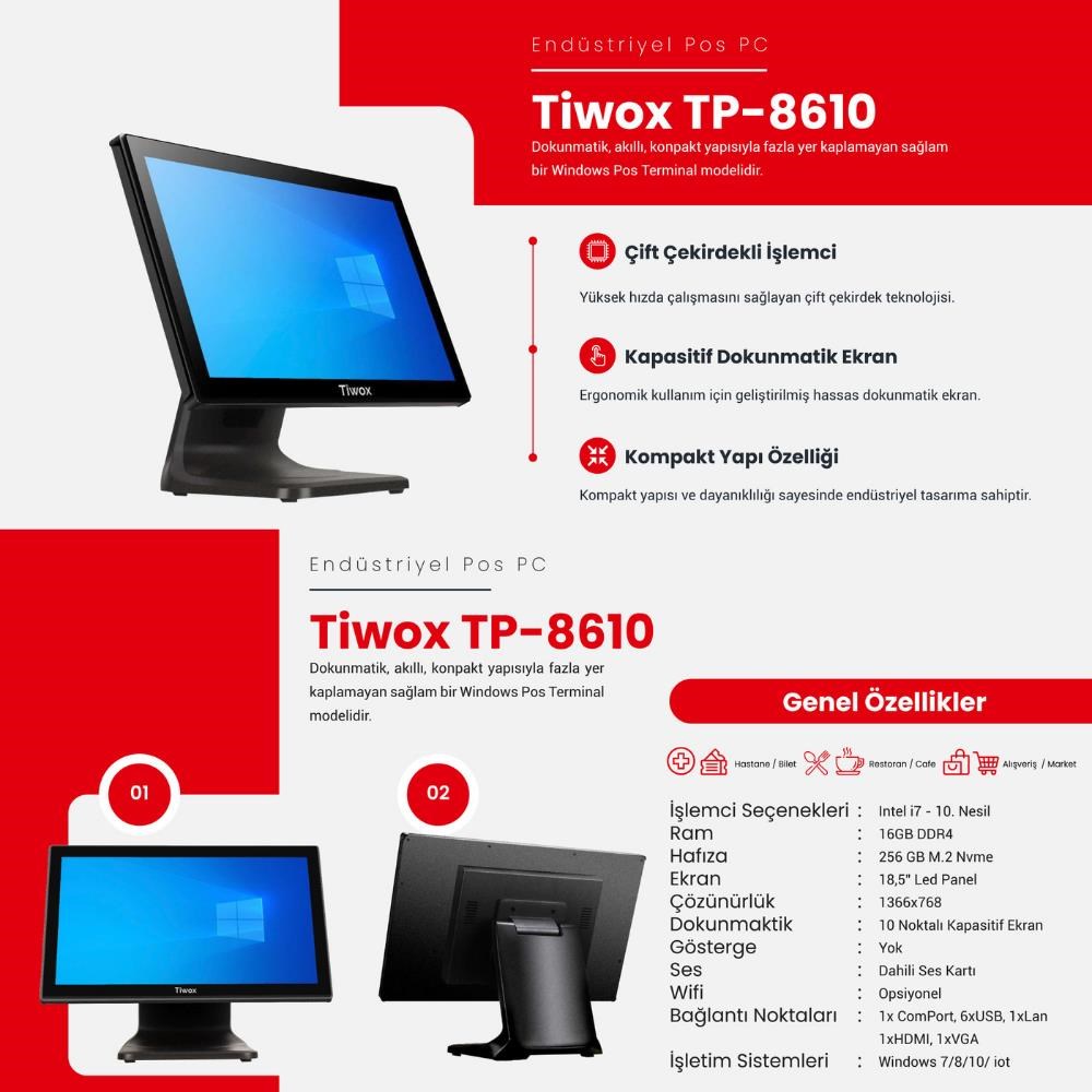 TIWOX TP-8610 I7 10.GEN 16GB/256GB SSD 18.5