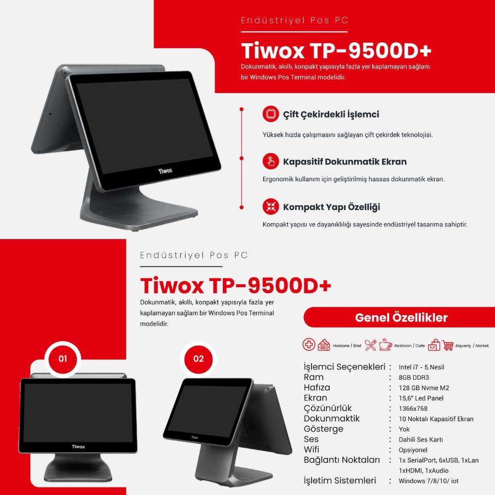TIWOX TP-9500D PLUS I7 5.GEN 8GB/128GB SSD 15.6