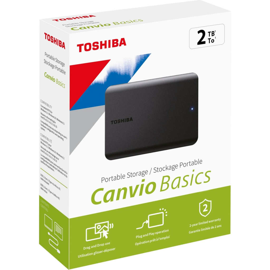 TOSHIBA HDTB520EK3AA, Canvio Basics, 2TB, 2.5