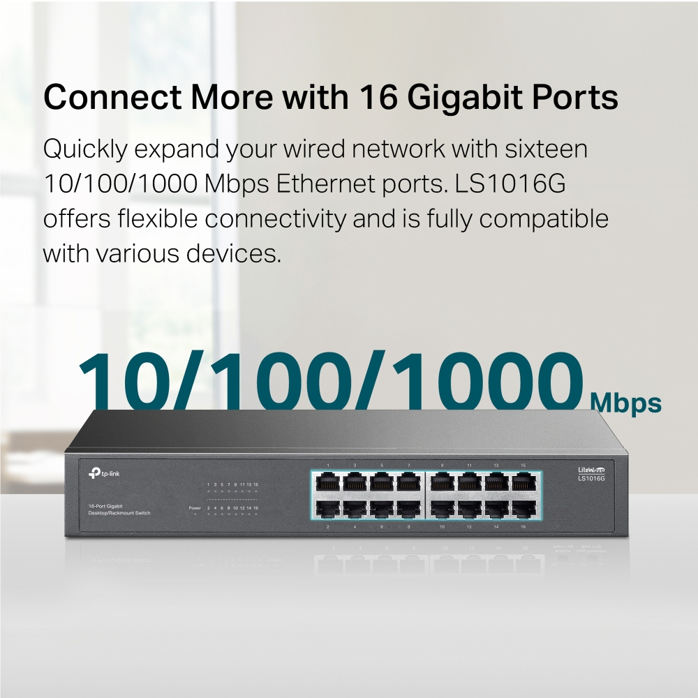 TP-LINK 16port Gigabit Yönetilemez Switch LS1016G