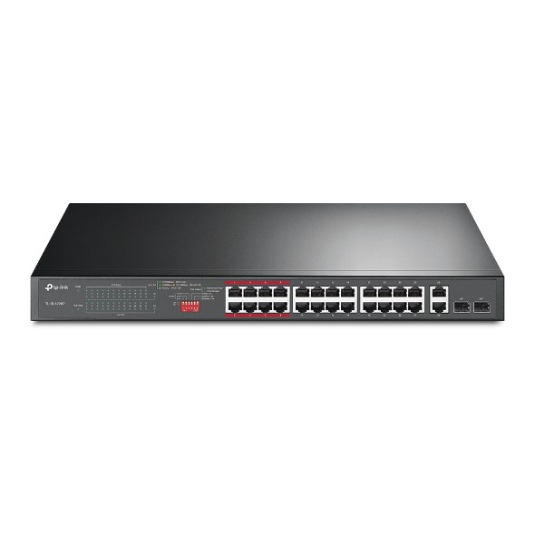 TP-LINK 24port PoE 250w 2-SFP Gigabit Yönetilemez Switch TL-SL1226P
