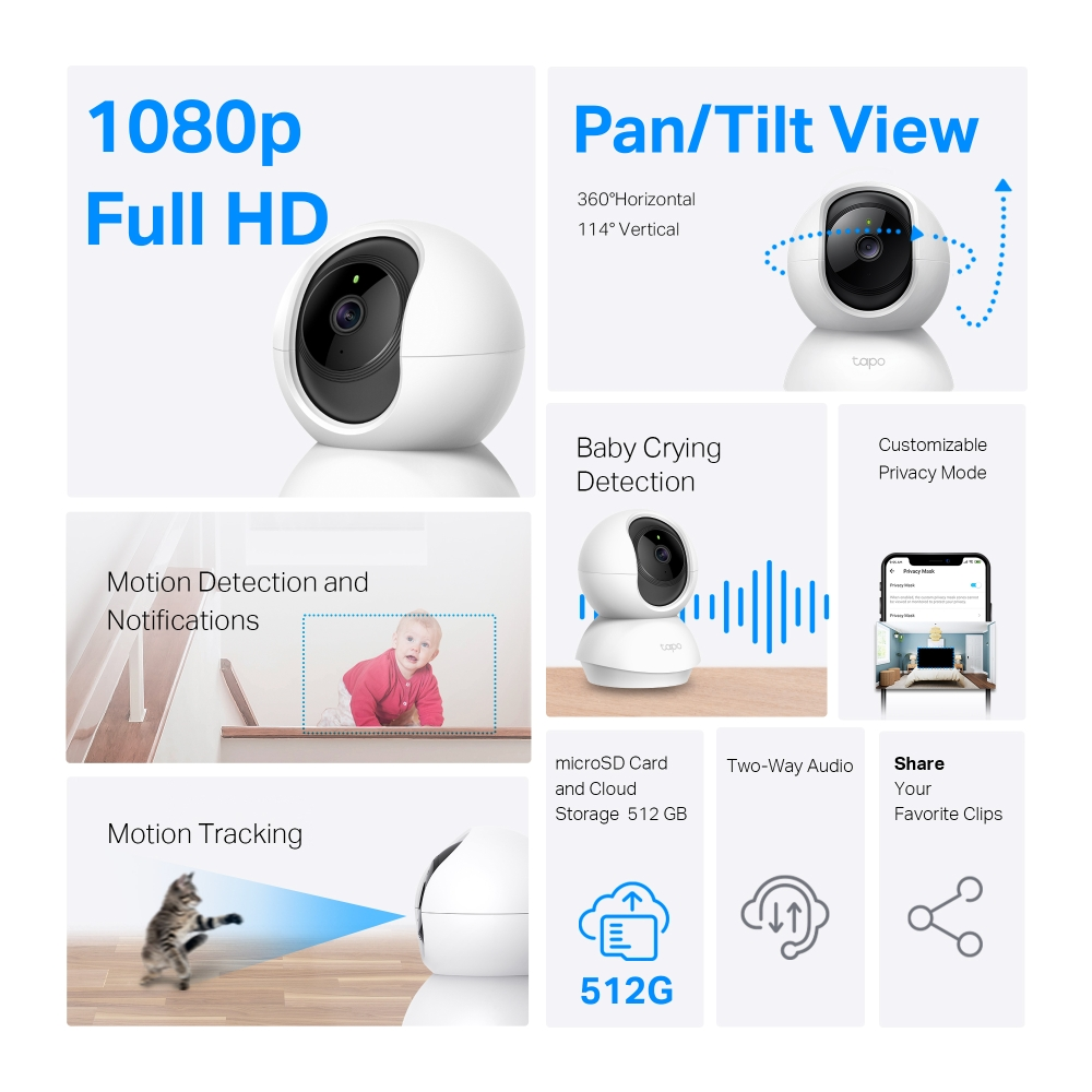 TP-LINK 2mp 4mm Kablouz Wıfı Ev Güvenlik Kamerası - Tapo C200