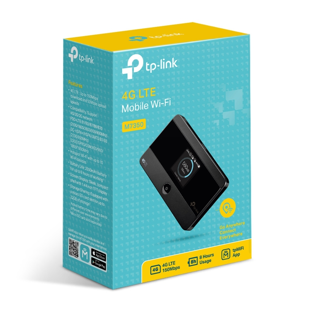 TP-LINK M7350 4G LTE Sim Yuvalı, SD Kart, 2000mAh, 150Mbps Mobile Wifi Router (10 Cihaz Desteği)