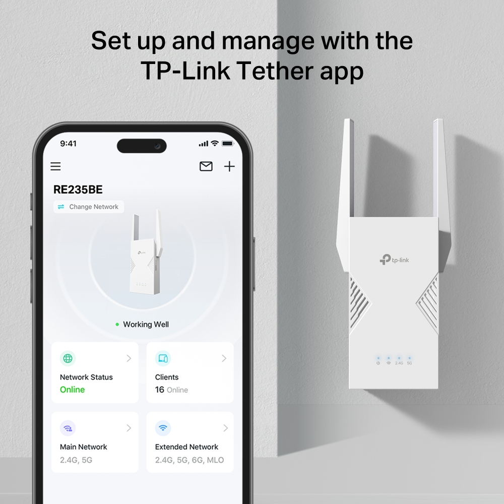 TP-LINK RE235BE WIFI7 BE3600 Çift Bant Menzil Genişletici Priz Tip