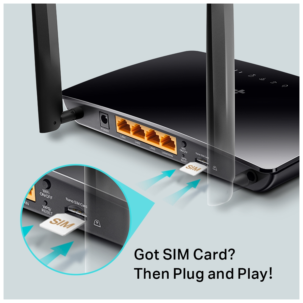 TP-LINK TL-MR6400, 4Port, 300Mbps, 2,4Ghz Wifi, Masaüstü, LTE, Micro Sim Kart Takılabilir 3G-4G Destekli Router