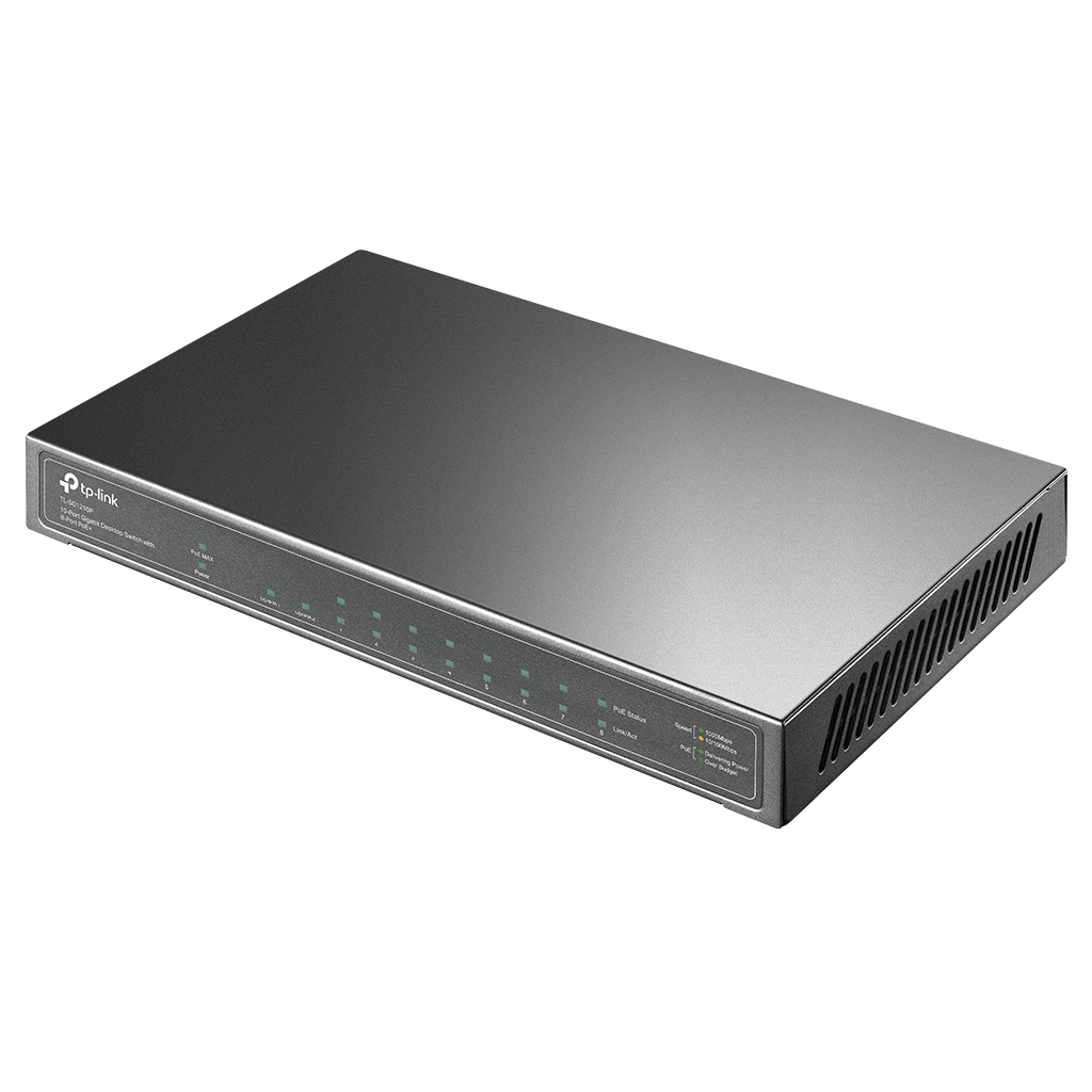 TP-LINK TL-SG1210P, 8 Port, Gigabit, PoE 63W, 1 Port SFP, Yönetilemez, Metal Kasa, Masaüstü Switch