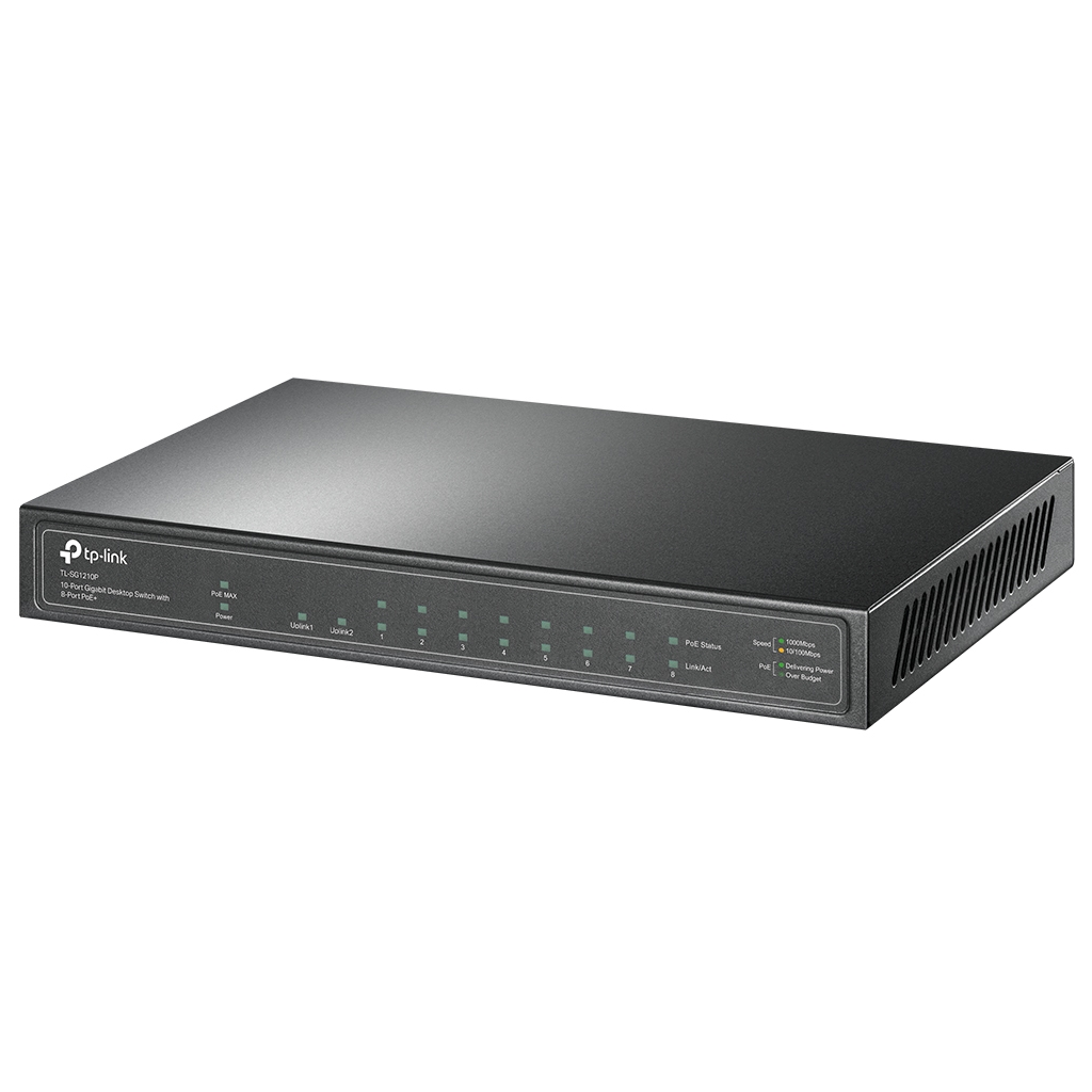 TP-LINK TL-SG1210P, 8 Port, Gigabit, PoE 63W, 1 Port SFP, Yönetilemez, Metal Kasa, Masaüstü Switch