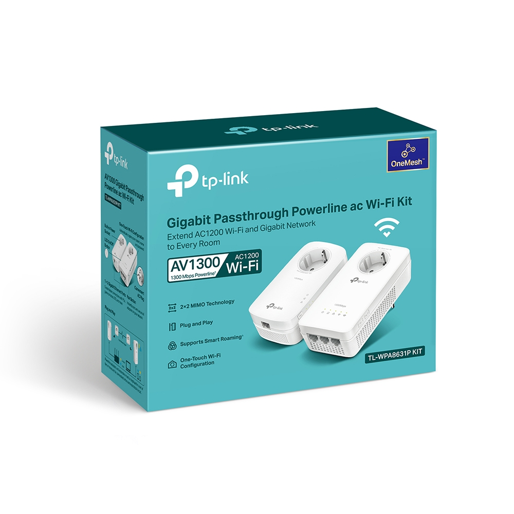 TP-LINK TL-WPA8631P KIT AV1300 Gigabit Passthrough Çift Bant Powerline Wi-Fi Seti (2li Paket)