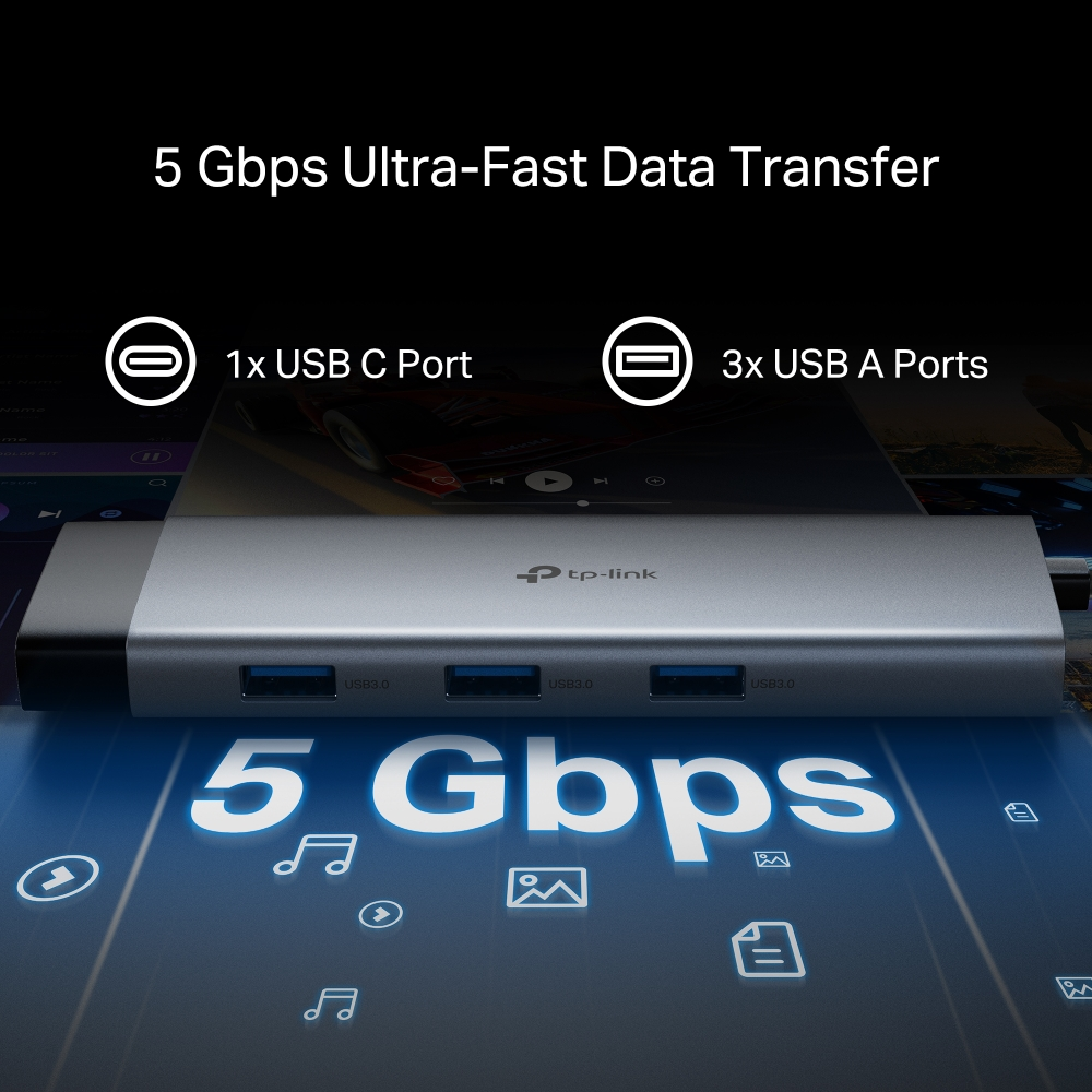 TP-LINK UH9120C USB Type-C 9u 1 Arada Hub – 4K HDMI, Gigabit Ethernet, USB 3.0, SD/microSD Kart Okuyucu, 100W PD