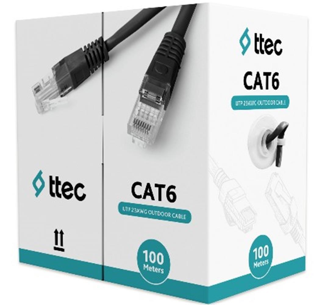 Ttec KBL-CAT6-23CCA-OUT100S Dış Mekan Siyah 100 metre Kablo