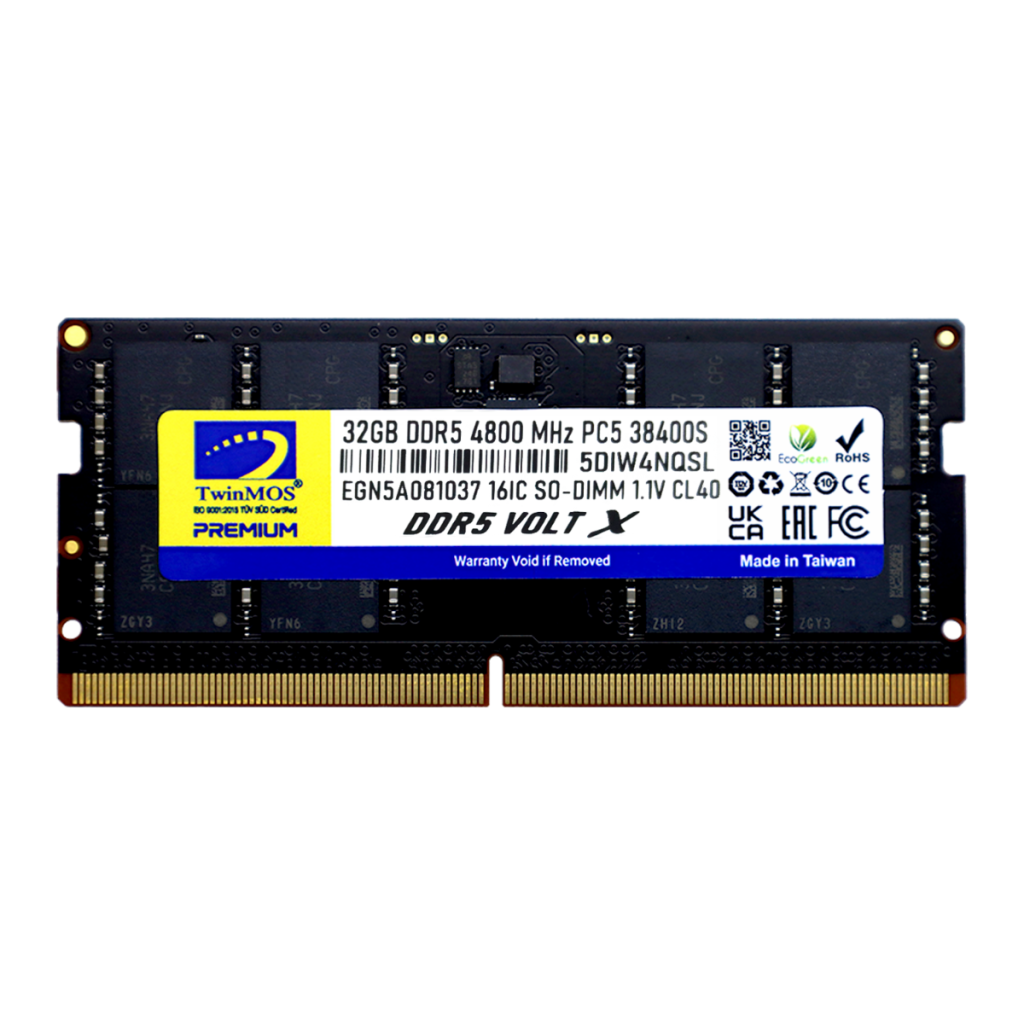 TwinMOS TMD532GB4800S40, 32GB, DDR5, 4800MHz,  CL40, 1.1V Notebook Ram