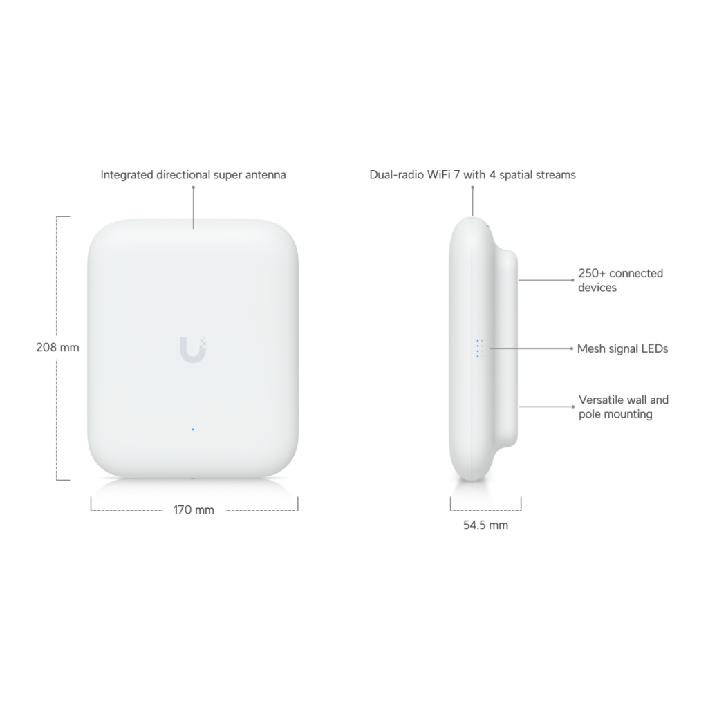 UBIQUITI UAP-U7-PRO-Outdoor, UniFi, Triple Band, 5765Mbps, Wifi6, Tavan Tipi, Access Point (Poe Adaptör Çıkmaz)