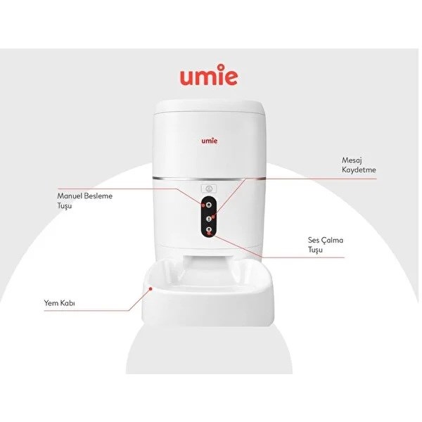 UMIE UM-PF2021A 6L Kapasiteli Sesli Mesaj Otomatik Yem Kabı Wifi+BT Tuya Destekli Kedi Köpek Besleyici
