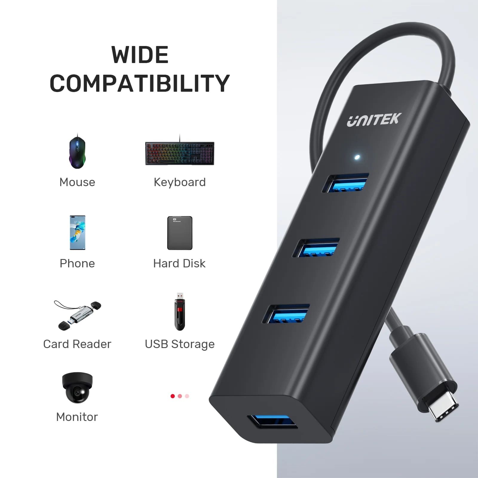 UNITEK TYPE-C TO 4 PORT USB 3.0 + TYPE-C (Y-3089Z)