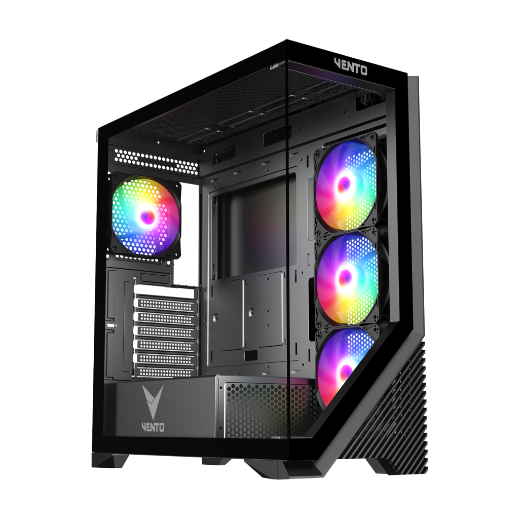 VENTO VG4202FL Mid Tower, 850W 80+ Siyah, Temperli Cam, RGB, ATX GAMING KASA