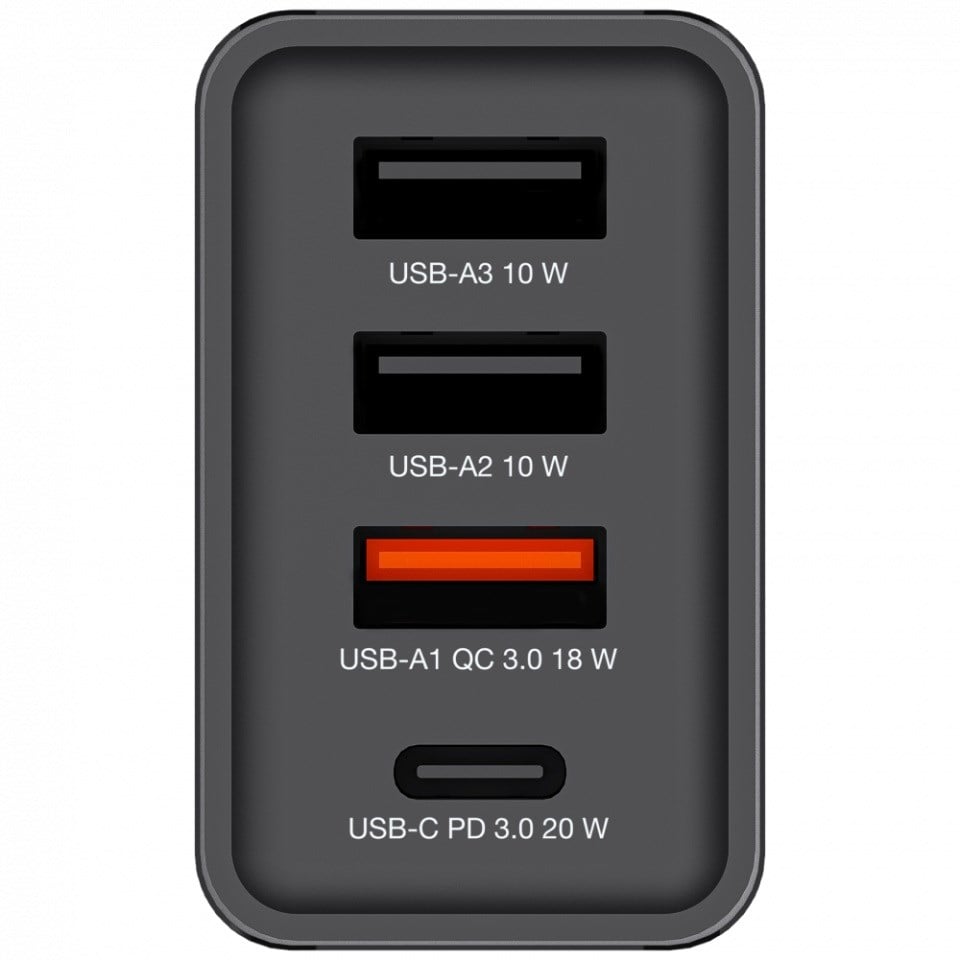 VERBATIM CHR-30EU1 30W 4 Bağlantı Noktalı USB Duvar Şarj Cihazı - Siyah