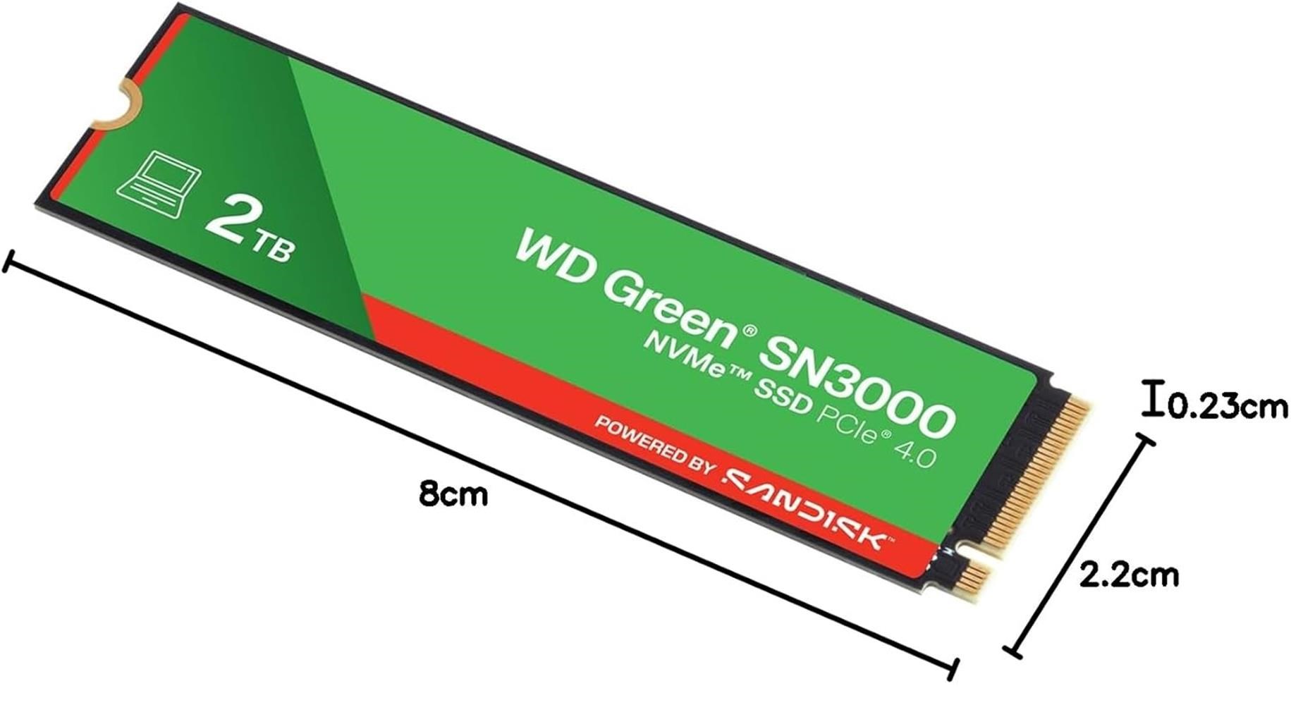 Wd 2TB Green SN3000 M.2 NVMe 5.000 MB-4.000 MB WDS200T4G0E Ssd Disk