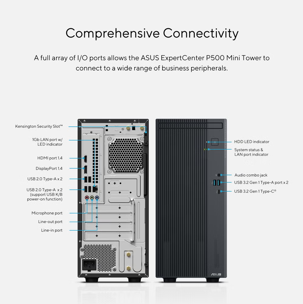 ASUS P500MV-C724016512B0D Intel Core 7 240H 16GB DDR5 RAM 512GB SSD Masaüstü Bilgisayar