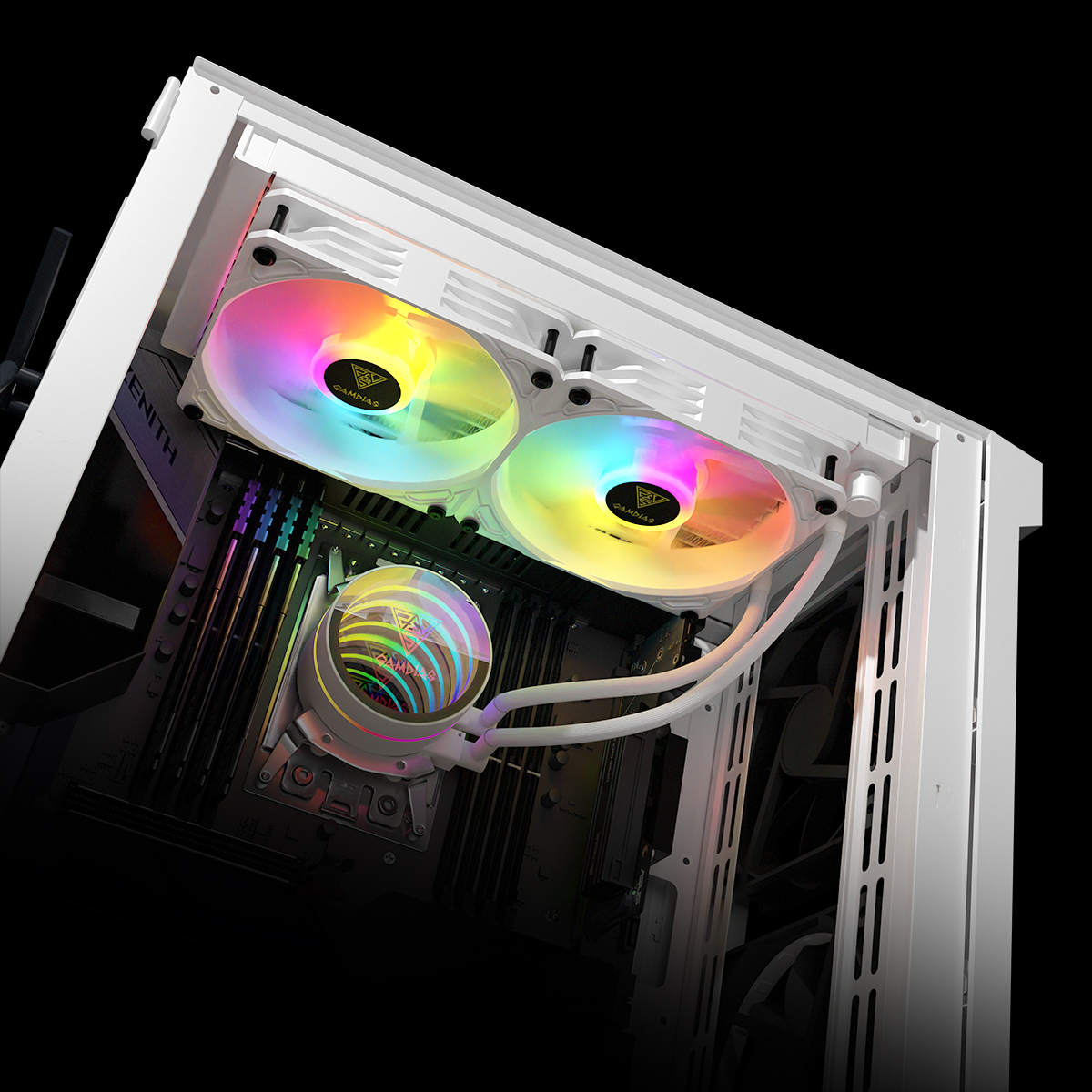 GAMDIAS CHIONE M3-240W 240MM WHITE EDITION LGA1200/AM4-LGA1700/AM5 SOKET ARGB SIVI SOĞUTMA