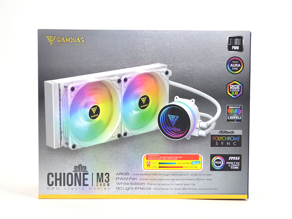 GAMDIAS CHIONE M3-240W 240MM WHITE EDITION LGA1200/AM4-LGA1700/AM5 SOKET ARGB SIVI SOĞUTMA