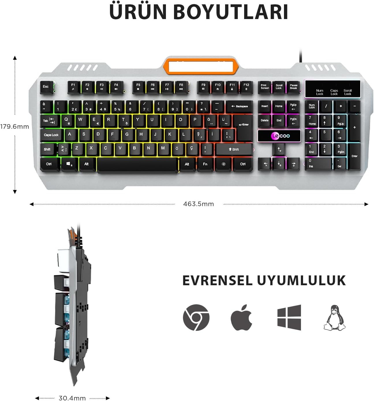 Lenovo Lecoo KB123 Membrane Switch Kablolu Oyuncu Klavyesi