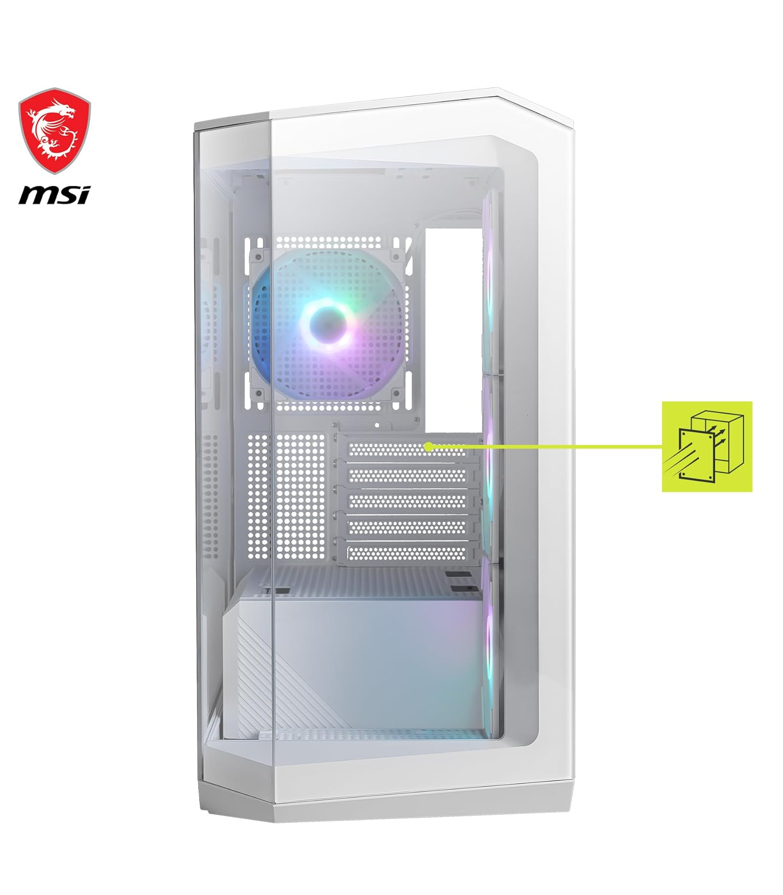 MSI MAG Pano M100R PZ ARGB Fanlı Beyaz Micro ATX Oyuncu Kasası