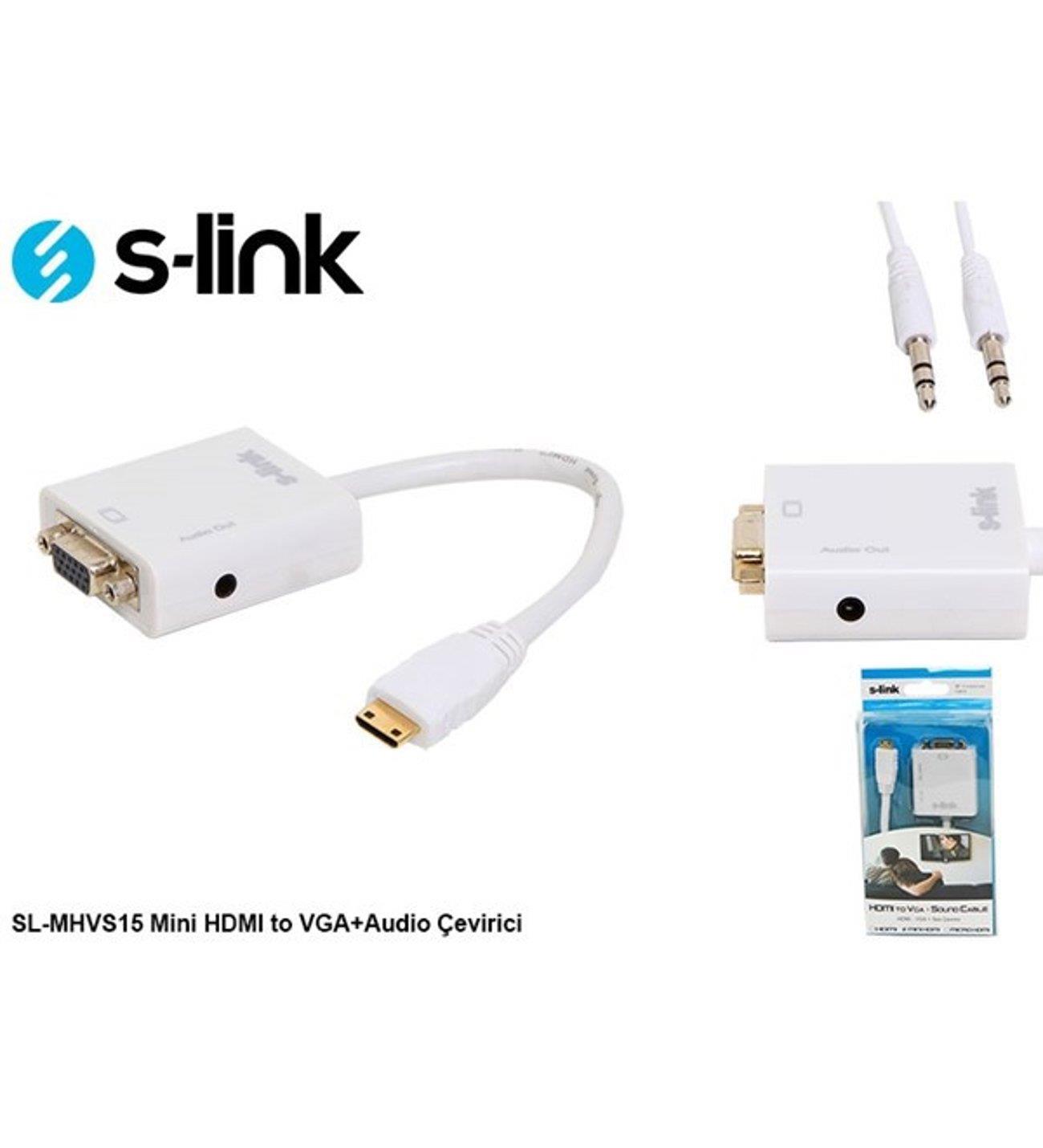 S-LİNK SL-MHVS15 MİNİ HDMI TO VGA+AUDİO (YENİ VERSİYON) ÇEVİRİCİ
