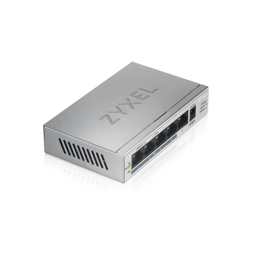 Zyxel 5port 60w 4port PoE GS-1005HP GIGABIT Yönetilemez Switch Desktop