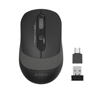 A4 TECH FG10CS AIR2, Grey, SILENT, FSTYLER, 2,4Ghz Kablosuz, USB-C den şarj edilebilir, Optik Mouse, 10-15Metre, 4 Buton, Nano Alıcı