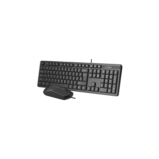 A4 TECH KR-3330S, Siyah, USB Kablolu, Türkçe Q, Multimedya, Klavye Mouse Set