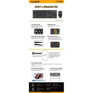 A4-Tech KM-72620D USB Standart Türkçe Q Klavye/Mouse Set