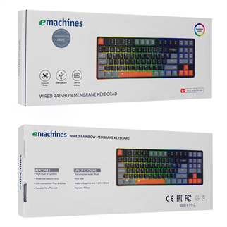 ACER eMachines, EAK216, Siyah, USB Kablolu, Rainbow Backlight, Membran Renkli Tuşlar, Türkçe Q, 90 Tuşlu, Gaming Klavye