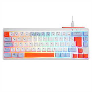 ACER eMachines, EAK810, Beyaz, USB Kablolu, Rainbow Backlight, Membran Renkli Tuşlar, Türkçe Q, 68 Tuşlu, Gaming Klavye