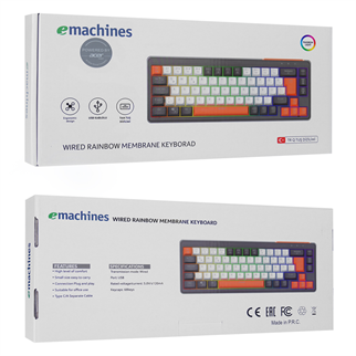 ACER eMachines, EAK810, Siyah, USB Kablolu, Rainbow Backlight, Membran Renkli Tuşlar, Türkçe Q, 68 Tuşlu, Gaming Klavye