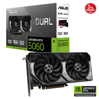 ASUS DUAL-RTX5060-O8G, 8Gb, 128Bit, GDDR7, 1xHDMI, 3xDP GAMING Ekran Kartı