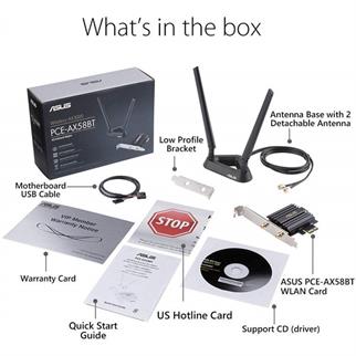 ASUS PCE-AX58BT AX3000 Dual Band PCIe Kablosuz Adaptör,Bluetooth