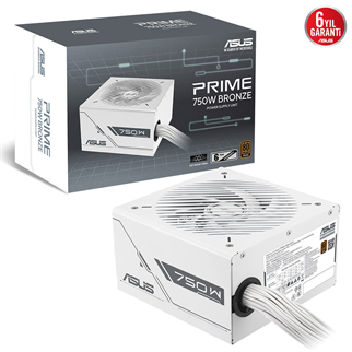 ASUS PRIME 750W BEYAZ (750W, 80+ BRONZ SERTİFİKALI, 135MM FAN,  6 YIL GARANTİ) BEYAZ
