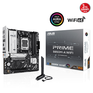 ASUS PRIME B850M-A WIFI, 4xDDR5, 3xM.2, 2xDP, HDMI, Type-C, Wi-Fi 6, Bluetooth 5.3, AM5 Soket Anakart
