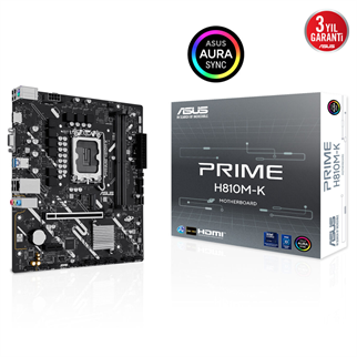 ASUS PRIME H810M-K, 2xDDR5, M.2, HDMI, D-SUB, LGA1851 Soket, ATX Anakart