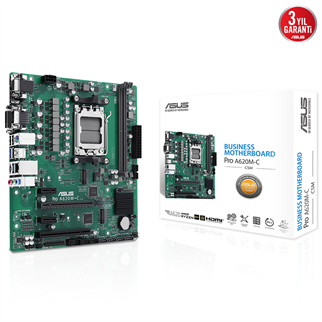ASUS PRO A620M-C-CSM DDR5 HDMI-DVI-DP TYPEC PCIE 4.0 AM5 mATX Kurumsal Anakart